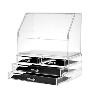 Förvaringslådor Akrylarrangör för kosmetik Makeup Clear Cosmetic Box -lådor smycken