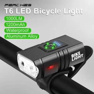 S 1000lm cykelstrålkastare med varning Smart LED -lampan Set MTB Road Bike Laddad Display Double Light Ficklight 0202