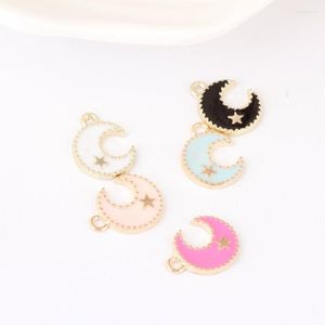 Pendant Necklaces Wholesale Enamel Alloy Moon Star Charms 200PCs 50PCs Gold Tone Plated Oil Drop Metal Bracelet Necklace Floating Charm