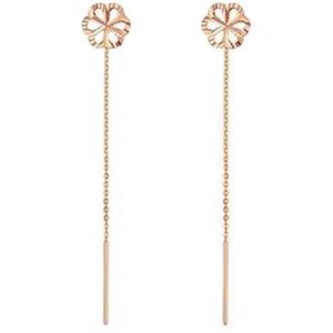 Dangle Earrings & Chandelier YUNLI Real 18K Gold Drop Pure AU750 Plum Blossom Long Tassel For Women Fine Jewelry Gifts
