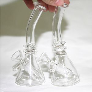 Oil Rig Hookah Mini White Dab Glass Bong duschhuvud perc Small Glass Water Pipe med 10 mm skål