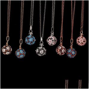 Medaglioni Sier Collana con ciondolo gabbia a forma di fiore in oro rosa Medaglione a sfera grande con catena per perla o perlina Edison 912 mm Love Wish Women Drop D Dhtzj