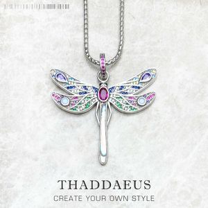 Pendant Necklaces Colorful Dragonfly Pendant Link Chain Necklace Summer Brand New Fine Jewelry Europe 925 Sterling Silver Gift For Women G230202