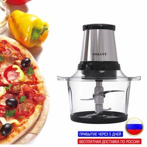 Köttkvarnar 800W 2L Hushåll Small Electric Grinder 2 Hastigheter Rostfritt stål Chopper Automatisk MINCING MASKINFÖRFÖRING 230201