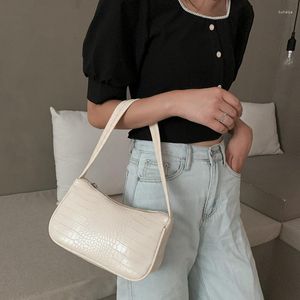 Bolsas de noite bolsa de padrão de crocodilo retrô feminina moda pu de couro axileira francesa bolsa de ombro