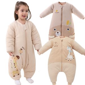 Sacchi a pelo in cotone addensato sacco per carrozzina per bambini nati modello cartone animato biancheria da letto per bambini gamba divisa abiti invernali caldi 230202