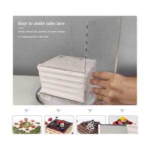 Pişirme Hamam Araçları 11 PCS Akrilik Yuvarlak/Kare Kek Diski Set Daire Base Tahtaları Merkez Delik Pillar Tarak Sıyırıcı Döküm Çubuk Ki Dhfeh