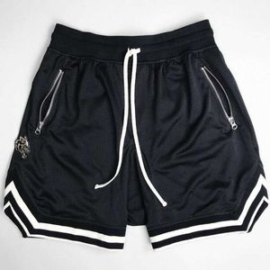 Herr shorts avslappnade gym fitness blixtlås fick polyester snabbtorkade basket joggare kroppsbyggande knä längd byxor y2302