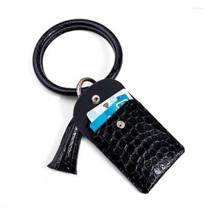 Bracciale ZWPON Leopard Wallet Bracciale Portachiavi Big O Portachiavi con nappa