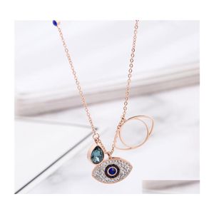 Pendant Necklaces Titanium Steel Necklace Blue Evil Eye Wedding Jewelry Accessories For Women 9An Q2 Drop Delivery Pendants Dhonr