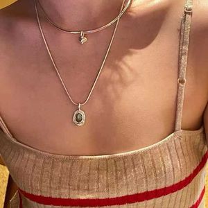 Подвесные ожерелья Silvology Подлинное 925 стерлинговое серебро нерегулярное лабрадоритовое подвесное ожерелье для женщин овальный камень роскошное ожерель