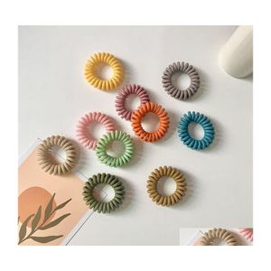 Hair Rubber Bands 10Color Frosted Telephone Wire Scrunchies Headband For Ladies 2173 T2 Drop Delivery Jewelry Dhpxi