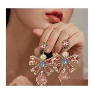 Dangle Chandelier Fashion Jewelry Faux Pearl Butterfly Earrings Water Drop Crystal Rhinestone Stud Delivery Dhmnb