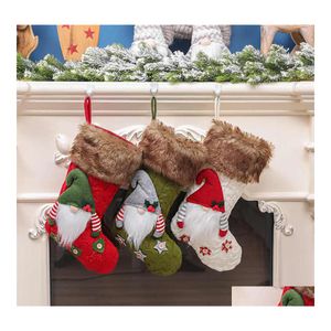 クリスマスの装飾は編まれた靴下の靴下ストッキングキャンディギフトワードツリーペンダントドロップデリバリーホームガーデンフェスティブパーティー用品DHZGD