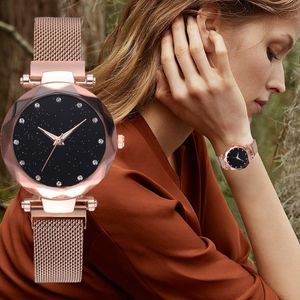 Orologi da polso LVPAI Ladies Starry Sky Watch Orologi da donna Top Mesh Wrist Rose Gold Relogio Feminino Orologio Bayan Kol Saati