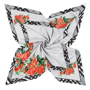 Halsduk Silk Square Scarf Women 2023 China Flowers Print Foulard Lady Hijab Female Neckerchief Bandana Belt Band 100cm