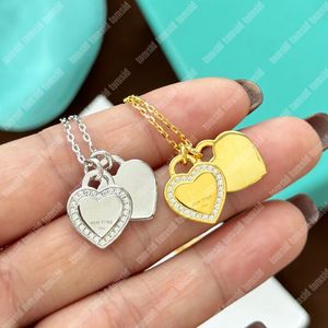 Womens Designer Necklace Silver Designer Jewelry Luxury Pendant Necklace Double Heart Chain Necklace Love Jewellery For Ladies