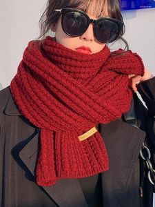 Шарфы ysdnchi вязаные шарф женщины зимняя платка теплый густой шерстяной прядь.