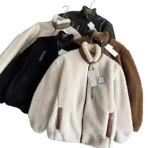 Kunstpelz-Lammjacke für Herren, Herren-Damen-Cardigan-Jacke mit Buchstabendruck und Reißverschluss, Harajuku-Paar-Jacke, winddichte Winter-Fleecejacke, Luxus-Mantel