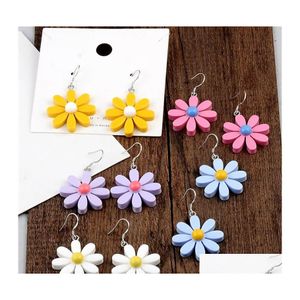 Dangle żyrandol Daisy Flower Acryl Kolczyki Big Drop K inkuria moda