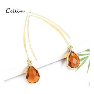 Charm Stitching Earrings Charms For Fashion Women Waterdrop Crystal Drop Dangle Earring Gold Color Maxi Statement Jewelry Gift Whole Otadp