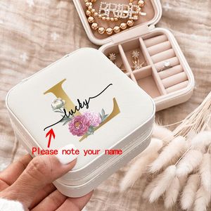Jewelry Pouches Custom Name Travel Jewellery Case Ring Box Anniversary Bride Bridal Bridesmaid Girlfriend Bachelorette Party Gift