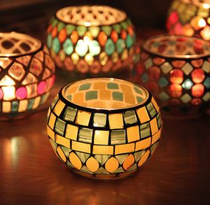 The latest European candle holder round ball stained glass Round candle holder candle cup many styles to choose from support custom logo