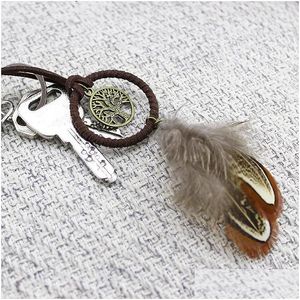 Party Favor Fashion Dream Catcher Key Holders With Feather Alloy Braided Dreamcatcher Keychiain Art Gift Keyring For 2 9Xr E19 Drop Dhxlw
