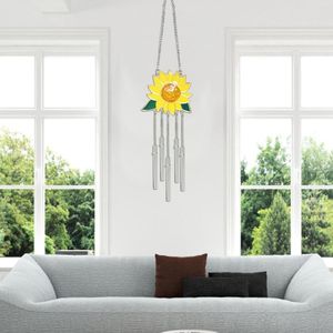 Decorative Figurines Beautiful Sunflower Window Siding With Chains For Home Decor Wind Chime Ornament