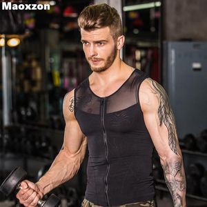 Men's Body Shapers Maoxzon Slimming Underwears Shaper Fitness Vests Male Sexy Sculpting Powernet Strong Mesh Zipper Tank Tops