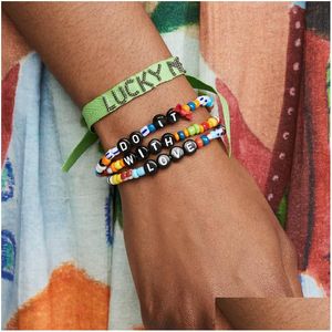 Bedelarmbanden DIY Letter Bead Handmade Bracelet Set Infinity sieraden voor vrouwen Men Lucky Friendship Fashion Drop levering Dhmdz