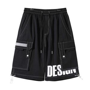 Herr shorts harajuku streetwear svart casual homme sidopickor Bermuda hip hop last knä längd korta byxor y2302