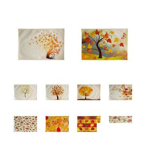 Mats Pads n￳rdicos Autumn Amarelo Leaf Sycamore Folhas Placemat Tonela Tableth Tak Table Gabineces simples Home de mesa CDZY592 DRO DHASJ