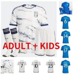 23 24 Italy Futbol Formaları 2023 2024 İtalyan Scamacca Immobile Chiesa Futbol Gömlekleri Pinamonti Barella Bastoni Verratti Maglia İtalyan Milli Takımı Yetişkin Çocuklar