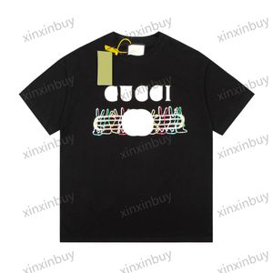 Xinxinbuy Men Designer Tee T Shirt 23ss Paris Rabbit Graffiti Print Shiptleeve Cotton Women Black Beige Green Brown XS-L