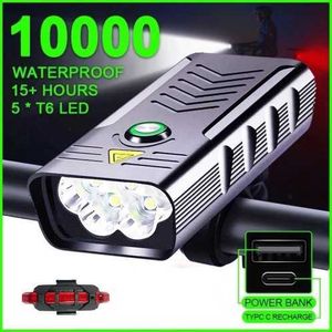 s 10000mAh Front Bike USB Rechargeable Powerful Flashlight MTB Lamp Headlight Rear Light Bicycle Accessorie 0202