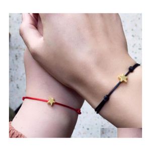 Charm Bracelets Heart Fivepointed Star Bracelet For Women Men Lucky Wax Rope Friendship Red String Couple Jewelry Drop Delivery Ot7Kp