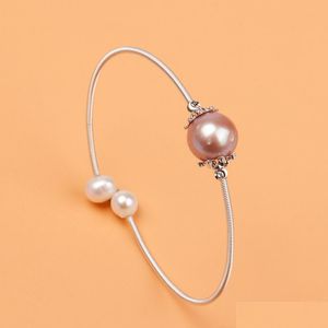 Beaded 2022 Новые браслеты Edison Pearl Strand Ctured Freshwater Roud Pearls Sier Lated Bangle для женщин -ювелирных изделий Dh3cb