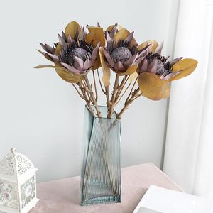 Kwiaty dekoracyjne Vintage sztuczny kwiat jedwabny król Protea DIY Autumn Aranżacja fałszywa cesarz domowy stół ślubny wystrój