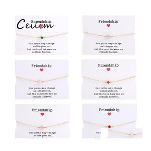 Link Chain Fashion Square Zircon Charm Bracelets For Women Girl Design Gold Bracelet With Friendship Card Jewelry Gift Drop Delivery Otg9Q