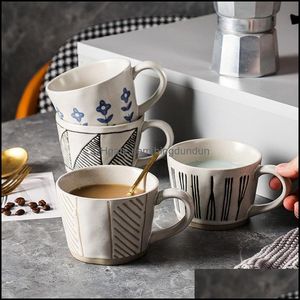 Kubki japońskie retro i filiżanki Ręcznie malowanie ceramiczna kawa kubek śniadanie napój herbatę mleko w wodę kubek biurowy napój domowy upusz