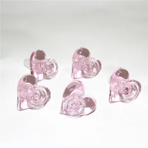 Ciotole di vetro narghilè Spessore a forma di cuore rosa Giunto maschio 14mm Bong di vetro Ciotola Pezzo Tubi di acqua in silicone Rig petrolifero dab bruciatore di paglia raccoglicenere