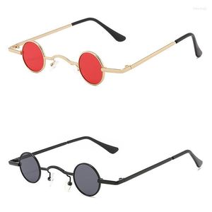 Sonnenbrille Retro Mini Rock Punk Runde für Männer Vintage Metallrahmen Gold Schwarz Rot Kleine gerahmte Damen SonnenbrilleSonnenbrillen