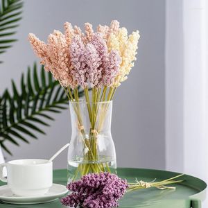 装飾的な花6 PCS /バンドル人工花PEラベンダー卸売植物壁装飾ブーケマニュアルマニュアルDIY Vase for Home