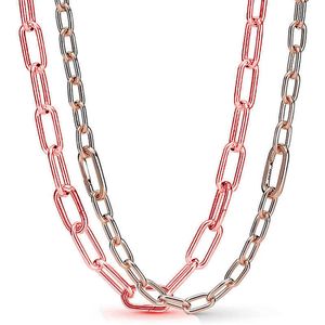 Pendanthalsband original 925 Sterling Silver Necklace Rose Gold Me Styling Small Link Chain Halsband för kvinnor Europa pärla charm DIY smycken G230202