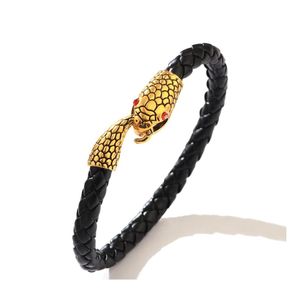 Charm Bracelets Leather For Women Accessories Fashion Jewelry Cowe Mens Winding Snake Head Men Bracelet Drop Delivery Dh9Dw