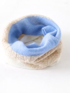 Scarves High Quality Winter Cashmere Neck Warmer Women Keep Outdoor Snood Contrast Knitted Twist Ring Scarf Female 2023