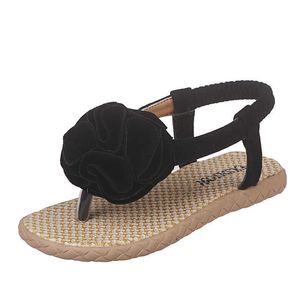 Cozulma Summer Girl Girl Roman Style Flip Flops Kids Princess Flower Dress Shoes Children Elastic Beach Sandals 26-36 0202