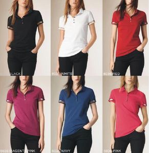 Ny brittisk stil Summer Women's Short Sleeve 100% Cotton Tshirts Fashion Casual Ladies Girls High Quality Polos Shirts Black Pink S-XXL