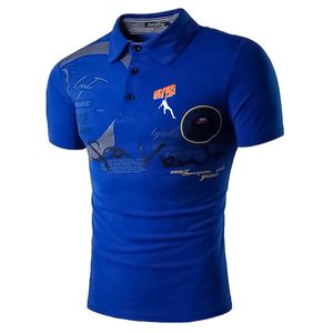 Polos de verano para hombre, polo de manga corta con solapa fina y estampado cómodo, 230202